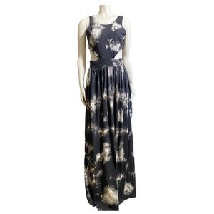 Y2K Scarlet Tie Dye Cutout Maxi Dress Gray White Sleeveless Boho Size 4 Unique